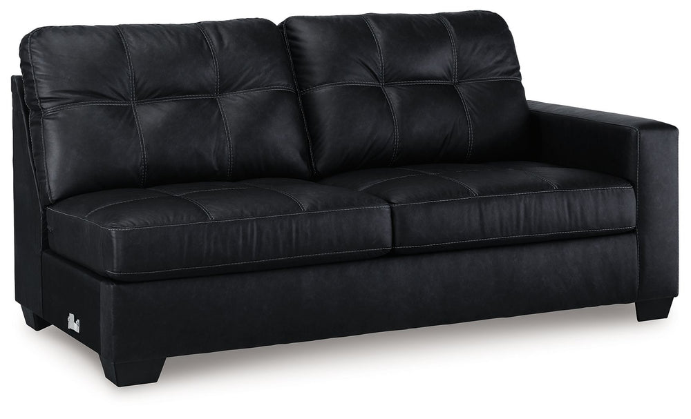 This right-arm facing sofa is made with faux leather upholstery. Pairs with other items in the series to make a sectional.<br><br><b>Additional Dimensions</b><br><ul><li>Arm height: 26-"</li><li>Seat depth: 21-"</li><li>Seat height: 20-"</li><li>Top of cu