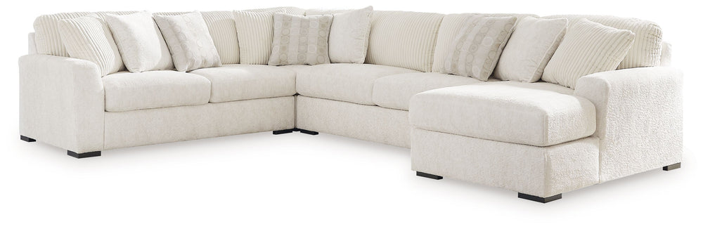 Reflect your uniquely versatile style personality with this sectional with chaise. Its plush upholstery is complemented with retro-cool cord on the back cushions, creating an ultra-soft seating experience with tons of eye-catching texture. Ready to refres