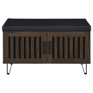 Brixton - 2-Door Padded Entryway Shoe Storage Bench - Smoked Oak