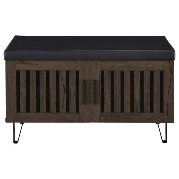 Brixton - 2-Door Padded Entryway Shoe Storage Bench - Smoked Oak