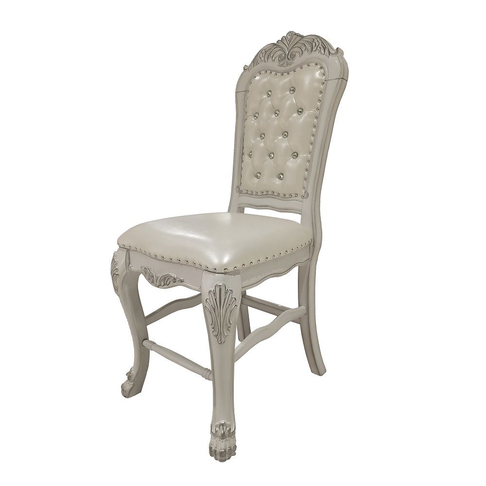 Dresden - Counter Height Chair (Set of 2) - PU & Bone White Finish<br/><br/><b>Product Features</b><ul><li>Padded Seat & BackButton Tufted Back</li></ul><br/>
