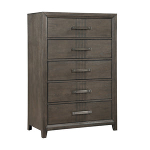 The Landon 5-Drawer Chest in Walnut is a perfect blend of durability, style, and functionality, making it an essential addition to any bedroom. Expertly crafted from solid Pine, high-quality engineered woods, and genuine Mindi wood veneers, this chest is 