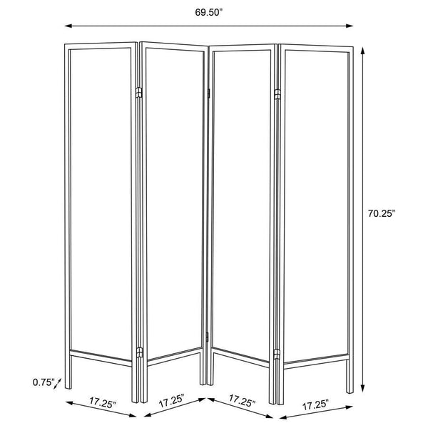 Haidera - 4-Panel Room Divider Folding Screen - Black Damask