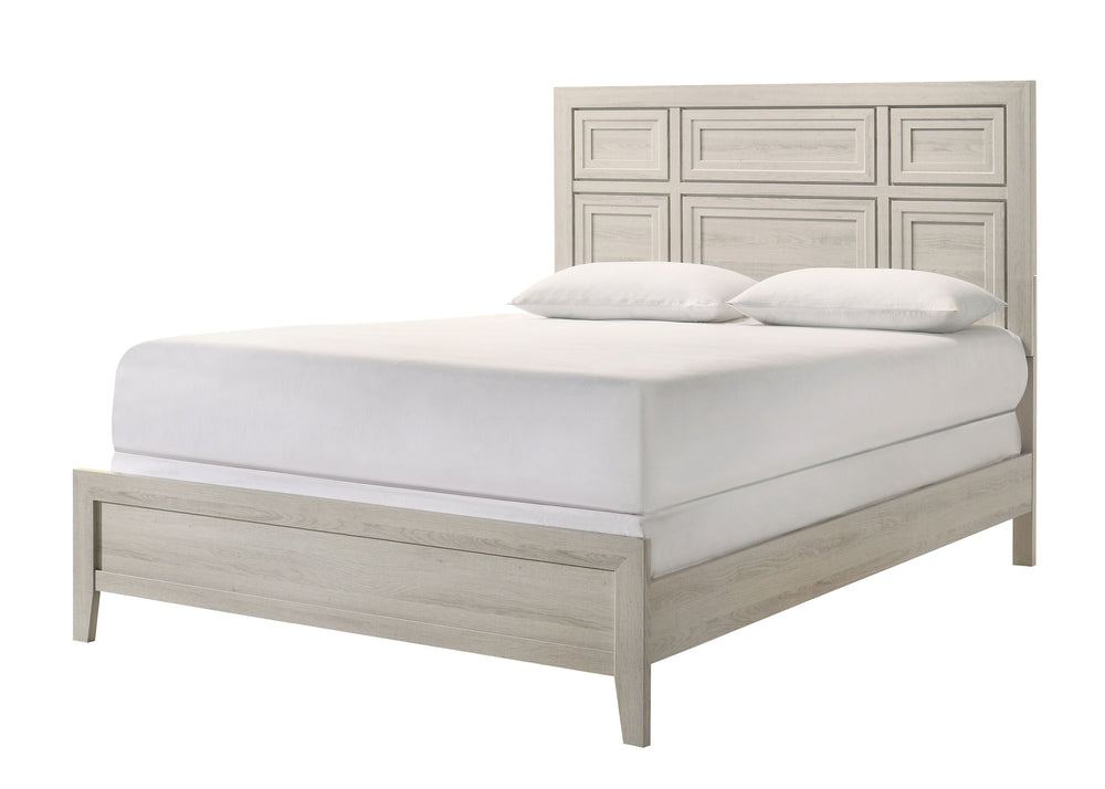 Elevate your bedroom with this elegantly designed furniture collection, blending contemporary sophistication with timeless charm. The soft, light wood finish exudes a sense of tranquility, while the intricate panel detailing adds a touch of refined crafts