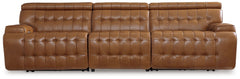 A mid-century modern update to a retro classic, this sectional is generously adaptable. Its combination of skillfully matched leather and faux leather upholstery exudes luxury and elegance. Deep seat cushions with dramatic tufting beckon you to relax and 