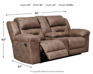 Stoneland - Light Brown - DBL Rec Loveseat w/Console