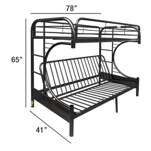 Eclipse - Twin Over Full Over Futon Bunk Bed - Black