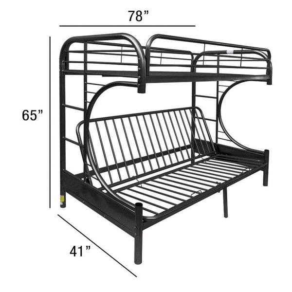 Eclipse - Twin Over Full Over Futon Bunk Bed - Black