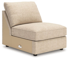 This armless chair is made with polyester upholstery. Pairs with other items in the series to make a sectional.<br><br><b>Additional Dimensions</b><br><ul><li>Minimum width of doorway for delivery: 32-"</li></ul><br/><br/><b>Product Features</b><ul><li>Co