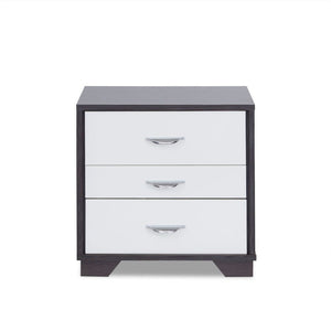  this space-saving bedside table gives you three full-size drawers