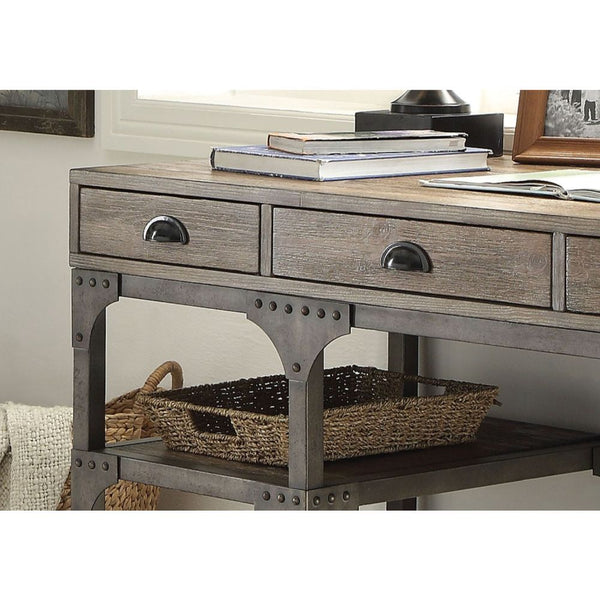 Gorden - Desk - Weathered Oak & Antique Silver