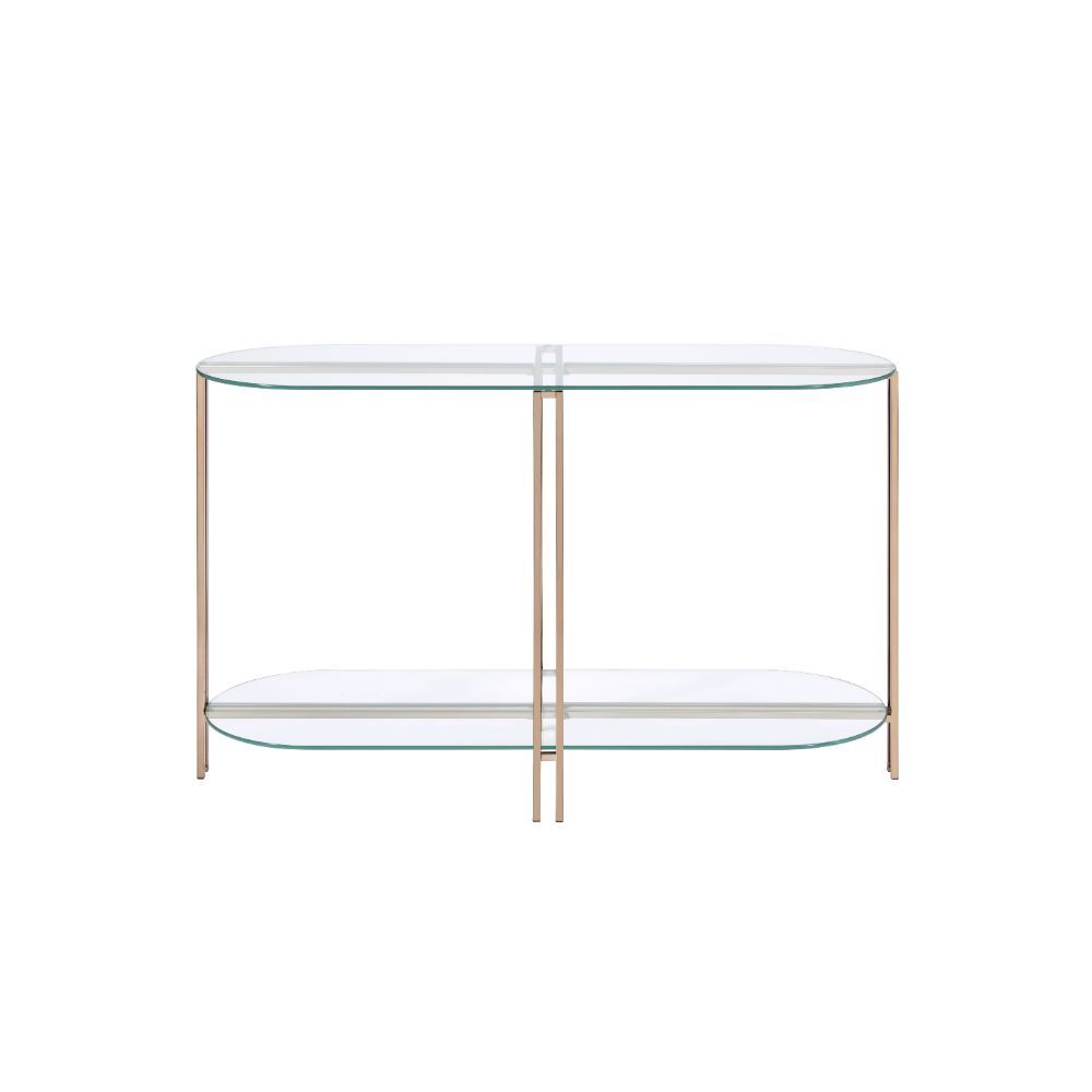 Veises - Sofa Table - Champagne - 47-"<br/><br/><b>Product Features</b><ul><li>Case: 1Pc/1Ctn</li><li>Finish: Champagne</li><li>Style: Contemporary</li><li>Materials: Metal, Glass</li></ul><br/>
