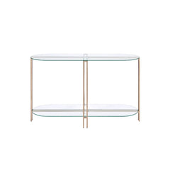 Veises - Sofa Table - Champagne - 47-"<br/><br/><b>Product Features</b><ul><li>Case: 1Pc/1Ctn</li><li>Finish: Champagne</li><li>Style: Contemporary</li><li>Materials: Metal, Glass</li></ul><br/>