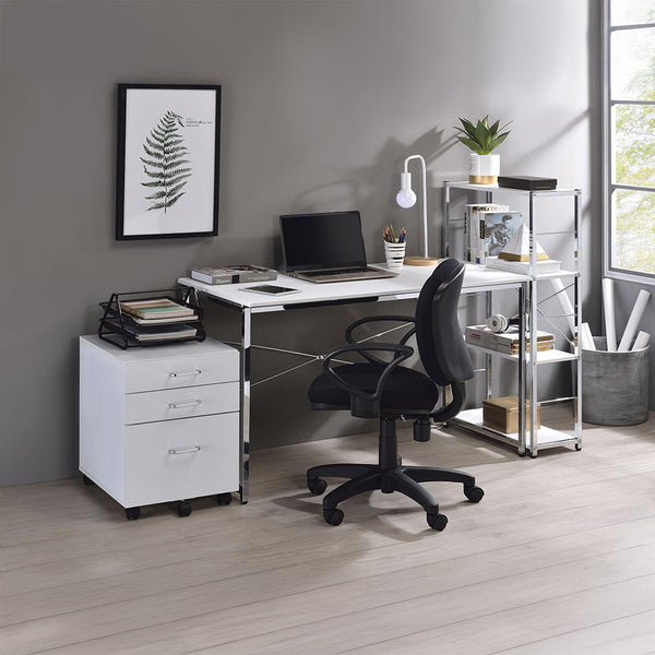 Tennos - Cabinet - White & Chrome Finish