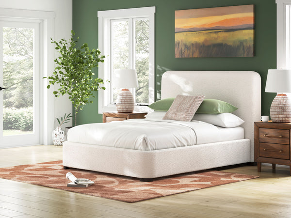  modern and inviting. Three words perfectly capture the essence of this queen upholstered bed. Soft and easy to maintain