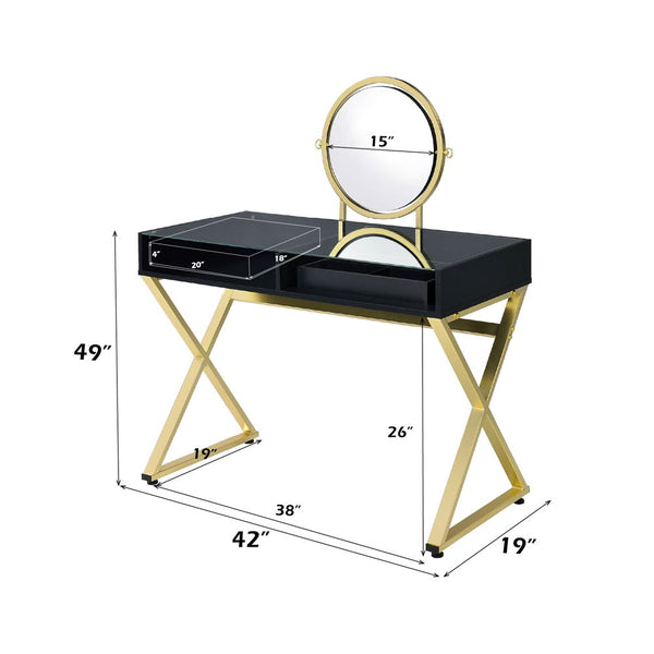 Coleen - Vanity Desk - Black & Gold Finish