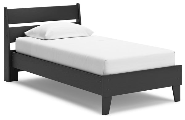 Bringing big style to small living areas, this twin panel platform bed is a smart, space-saving choice for those with an eye for contemporary design. Its clean-lined profile with understated refinements creates such a simple silhouette that works in so ma