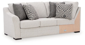 This left-arm facing sofa with corner wedge is made with Next-Gen Nuvellaâ„¢ (solution-dyed polyester) high-performance fabric. Pairs with other items in the series to make a sectional.<br><br><b>Additional Dimensions</b><br><ul><li>Arm height: 27-"</li><