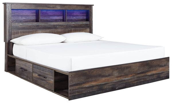  rustic and industrial styles can make one happy marriage. Case in point: this king bookcase bed with storage. A refined take on barn board beauty