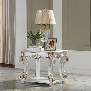 KD Rectangular Table with Scrolled Leg Bottom Shelf Top Apron Scrolled Decor Trim
