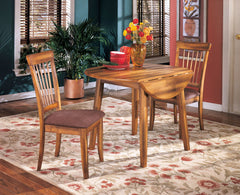 Made with select veneers and hardwood solids. Rustic hand applied finish. Round dining table (-15) features two drop leaves. RTA side chair features microfiber upholstery. Antique finished hardware. <h4><b>Berringer - Rustic Brown - Round DRM Drop Leaf Ta