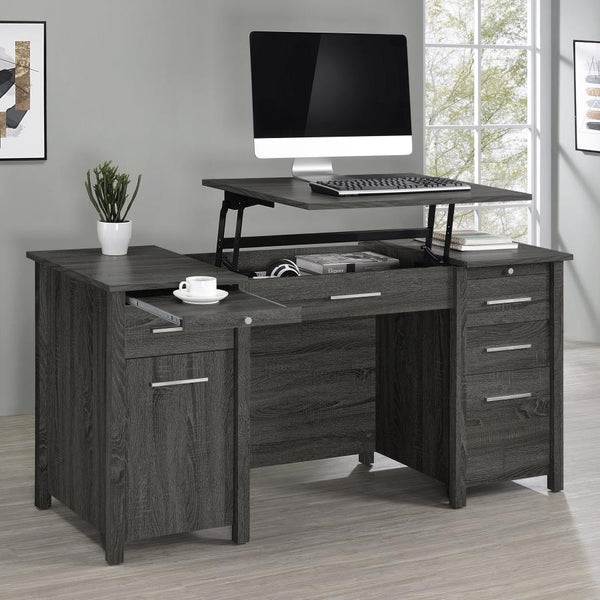  this contemporary desk features clean lines and plenty of space for work or study. Spacious drawers help organize office files and ess