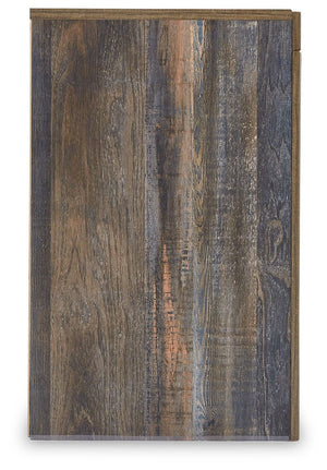  replicated wood grain showcases hints of burnt orange and teal tones for
