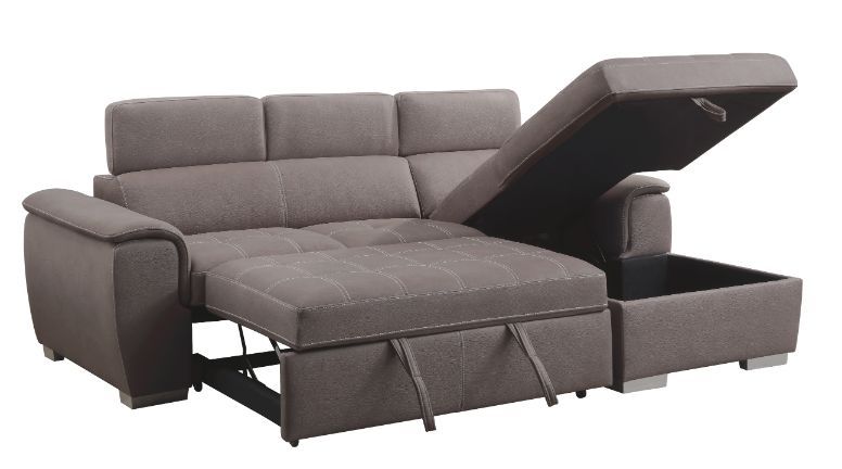 Center your living room around a functional and contemporary style with this versatile sectional sofa. This fully upholstered sofa features tight seat and back cushions while maximizing comfort with pocket coil seating and adjustable headrests. The chaise