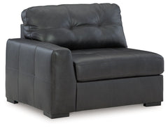 This left-arm facing corner chair is made with a combination of 100% top grain leather and faux leather upholstery. Fully finished on all sides, it pairs with other items in the series to make a modular sectional.<br><br><b>Additional Dimensions</b><br><u