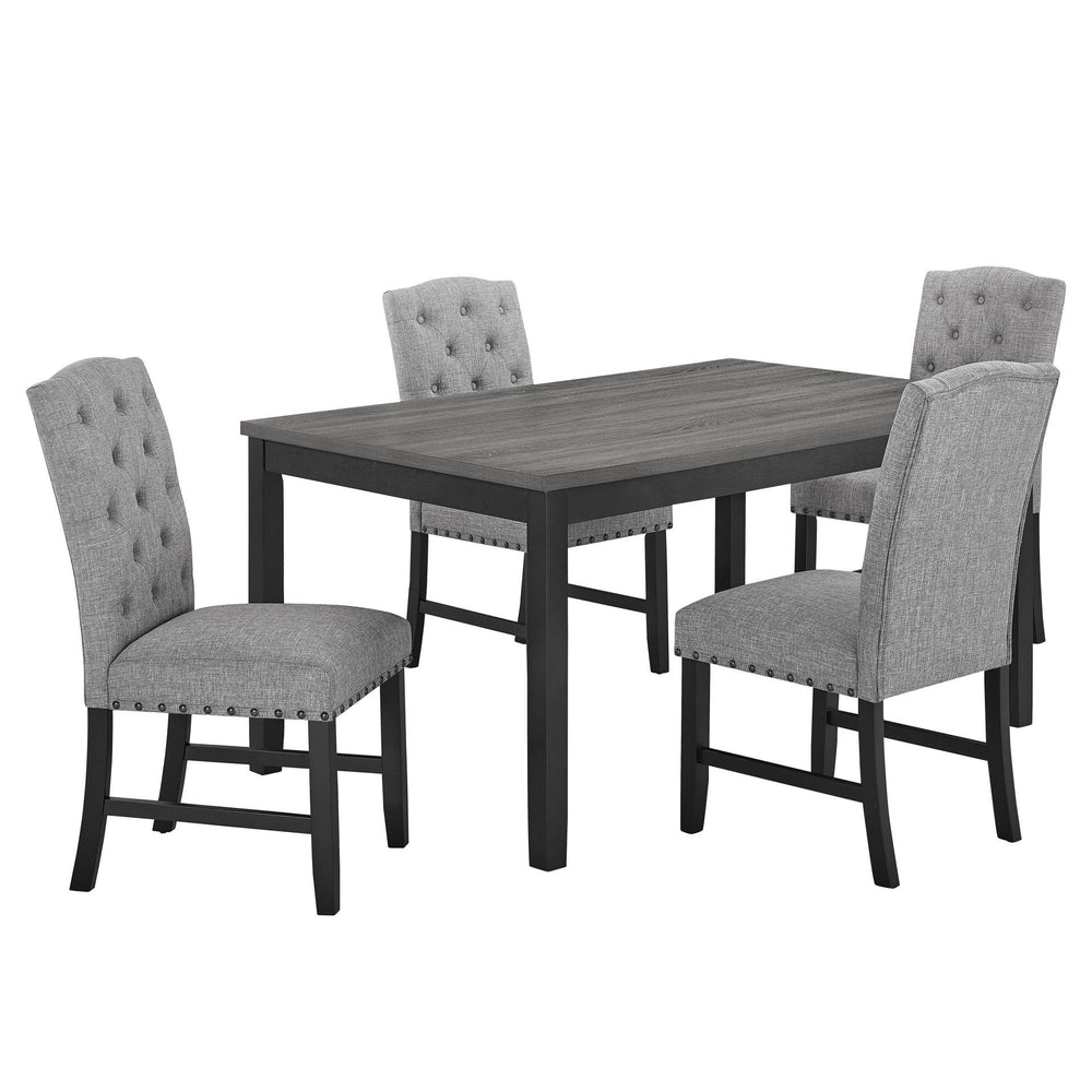 Experience the epitome of refined dining with the Daphne 5 Pc Dining Collection. Crafted with precision and care, this set boasts a combination of solid Rubberwood, manufactured woods, and eco-friendly decorative laminate, ensuring durability and longevit