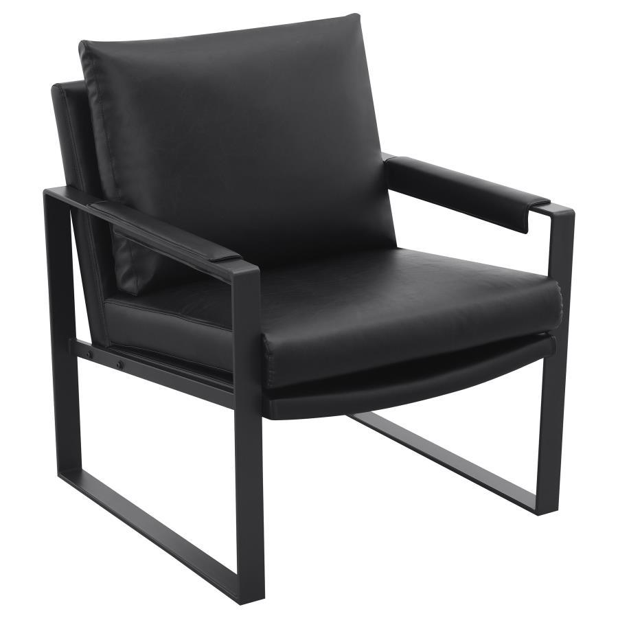 Cool modern style turns the Rosalind accent chair into a tasteful choice for your casual living room or home office. Begin with the lush feel of eco-friendly smooth vegan leather upholstery. This accent chair borrows from a retro motif yet updates any spa