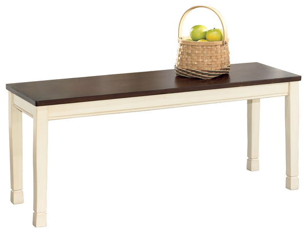 Straight out of a country cottage. Its unique two-tone finish brings a relaxed and timeless look to the table. It also works as a welcome addition to a mudroom or casual living area.<br/><br/><b>Product Features</b><ul><li>Made of veneers, wood and engine