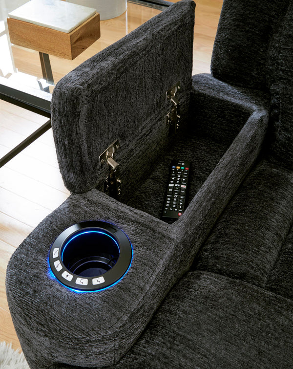 Dalton - Power Reclining Sofa And Loveseat - Lucky Charcoal