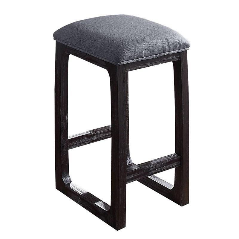 Wooden Square Stool (Armless/Backless) Padded Seat Cushion: Fabric Wooden Apron Wooden Square Leg & Footrest Support<br/><br/><b>Product Features</b><ul><li>Case: 1Pc/1Ctn</li><li>Finish: Fabric & Weathered Espresso</li><li>Style: Transitional</li><li>Mat