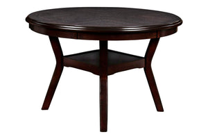  and a handy storage shelf located under the table top to store dinnerware or decor. The dining table apron