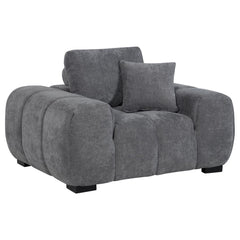 Transform your reading nook or living area into a haven of comfort with this mid-century inspired chair. Its wide, rounded arms and plush, tufted waterfall seat invite you to relax, while soft, neutral upholstery enhances its cozy appeal. A durable frame 