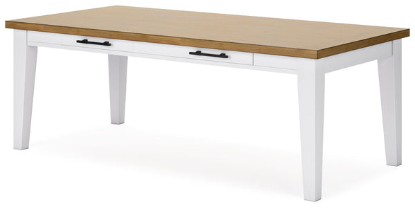  and engineered wood. Stylish two-tone finish featuring butcher block oak veneer tops and classic white cases. Buffet features 3 spacious storage cabinets and upper drawers wit