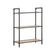 If you-'re a fan of urban industrial design, it-'s easy to see why the Itzel bookcase is a bestseller. The sandy gray frame is sleek, sculptural and ultra modern. Beautified with an antique oak finish, three gallery shelves stack up to great form and func