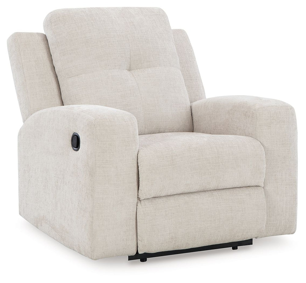 This recliner invites you to a luxuriously soft lounging experience. The chic hue fits right in with contemporary color palettes. A tufted back keeps the look right on trend. Balancing style and function, its pull tab reclining effortlessly takes you to r