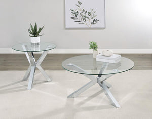 Kenzie - Round Tempered Glass Top Cocktail Coffee Table - Chrome