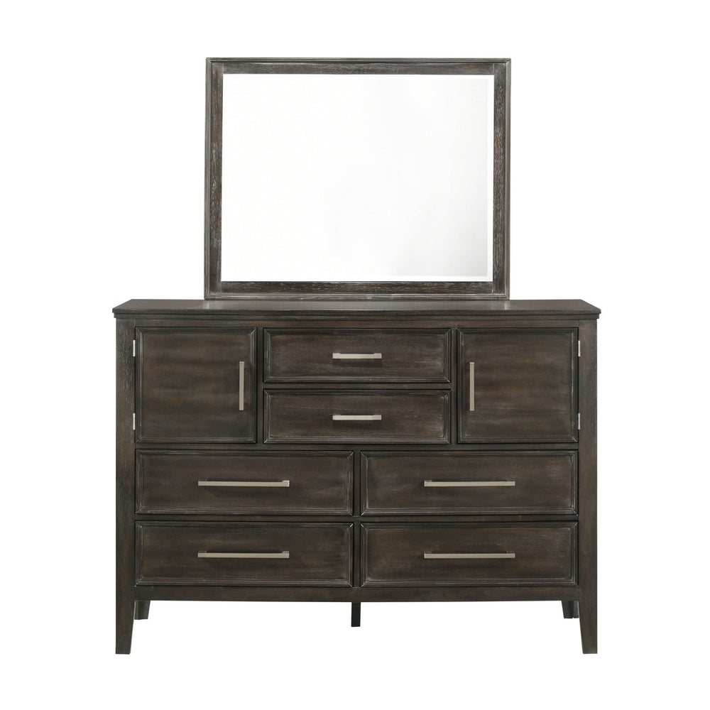 The Andover Dresser Mirror in Nutmeg Brown is a perfect complement to any bedroom, combining durability, style, and functionality. Expertly crafted from solid Rubberwood, manufactured woods, and wood veneers, this mirror is built to last while showcasing 