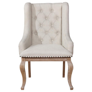  with a comfortably cushioned and smoothly upholstered seat. Rolled arms complete a comp