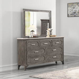 Lisbon - 2 Piece Dresser & Mirror Set - Gray