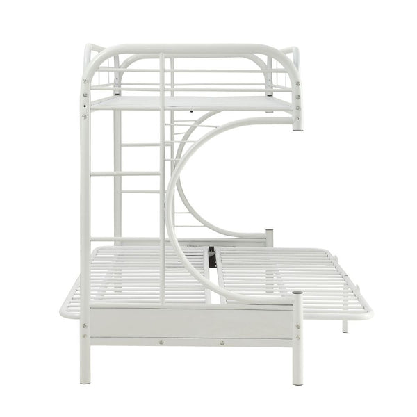 Eclipse - Twin Long Over Queen Over Futon Bunk Bed - White