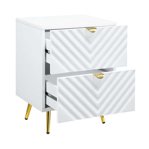 Gaines - Nightstand - White High Gloss Finish