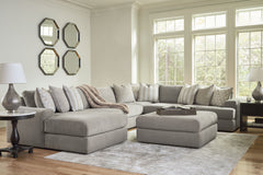 The casual, low-slung shape of this set makes it fully lounge-ready. Its deep seating invites you to sink right in, with bold beveled block arms that are softened by bullnose â€œwaterfallâ€ cushions. Best of all, the modular design lets you stage the pie
