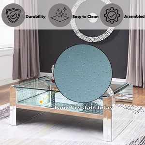 Nysa - Coffee Table - Mirrored & Faux Crystals - 19"