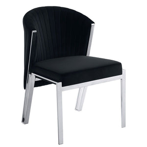 Fallon - Side Chair (Set of 2) - Black Velvet & Mirrored Silver