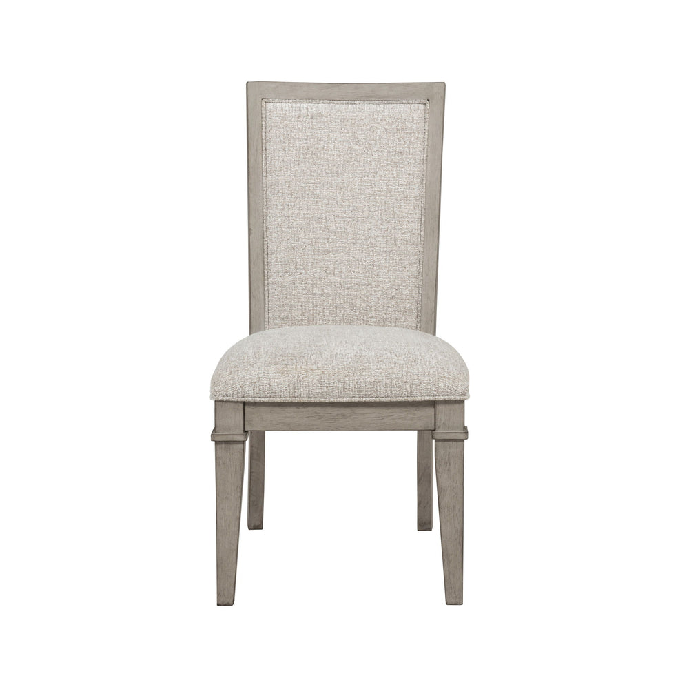 The Mariana Upholstered Side Chairs in Vintage CrÃ¨me, sold as a set of two, are crafted from solid Rubberwood, premium manufactured woods, and Acacia wood veneers, offering both beauty and durability. Each chair is meticulously finished in a vintage crÃ¨