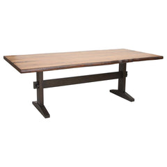 Rugged edges create a sense of rustic character for this wood dining table. Perfect for a family of six, the table measures 90 inches across and can easily accommodate a guest or two. The rectangular tabletop features a warm and inviting natural honey fin
